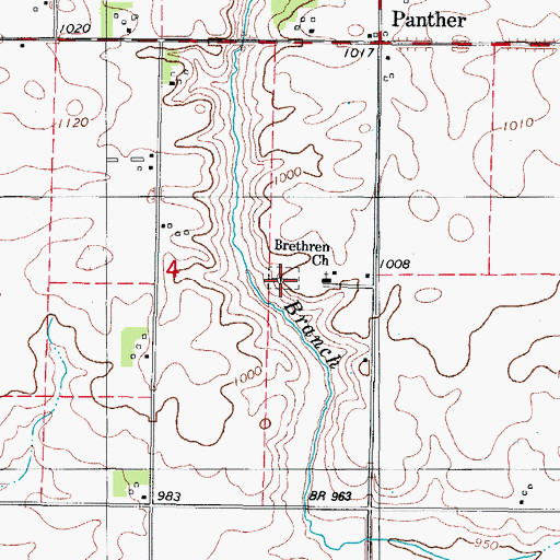 Topographic Map of Panther Creek Church of the Brethren Cemetery, IA