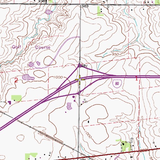 Topographic Map of Interchange 121, IA