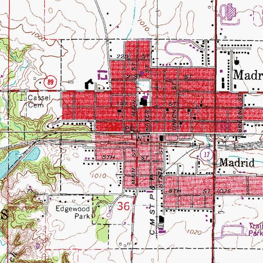 Topographic Map of Madrid Post Office, IA