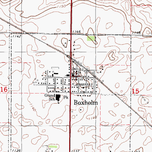 Topographic Map of Boxholm Post Office, IA