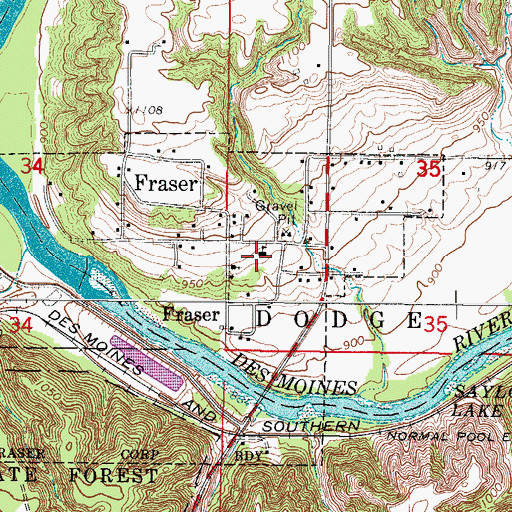 Topographic Map of Fraser School (historical), IA