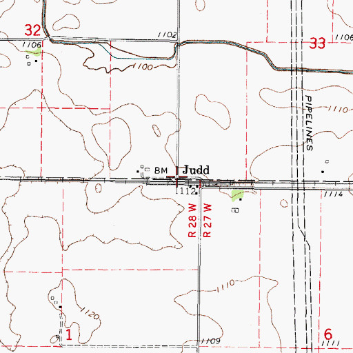 Topographic Map of Judd Post Office (historical), IA
