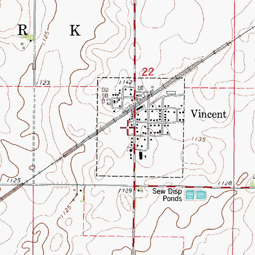 Topographic Map of Vincent Volunteer Fire Department, IA
