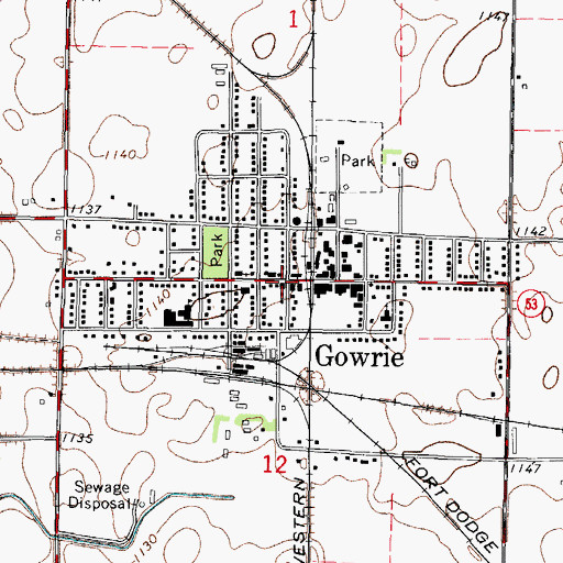 Topographic Map of Gowrie Care Center, IA