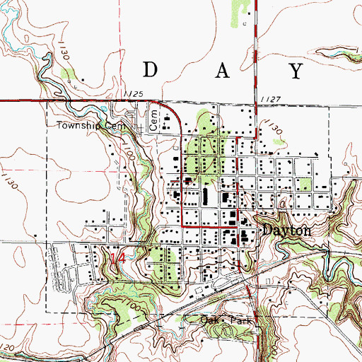 Topographic Map of Emanuel Lutheran Church, IA