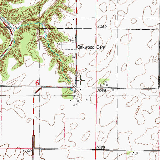Topographic Map of Hook's Point Post Office (historical), IA
