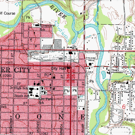 Topographic Map of Webster City Police Department, IA