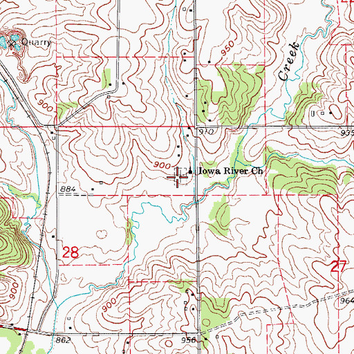 Topographic Map of Iowa River Brethren Cemetery, IA