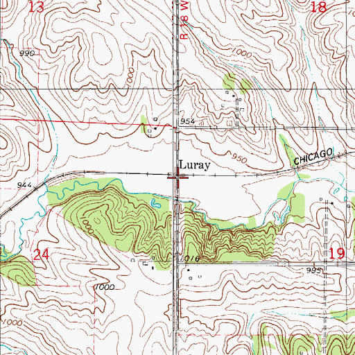 Topographic Map of Luray (historical), IA