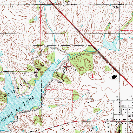 Topographic Map of Diamond Lake Campground, IA