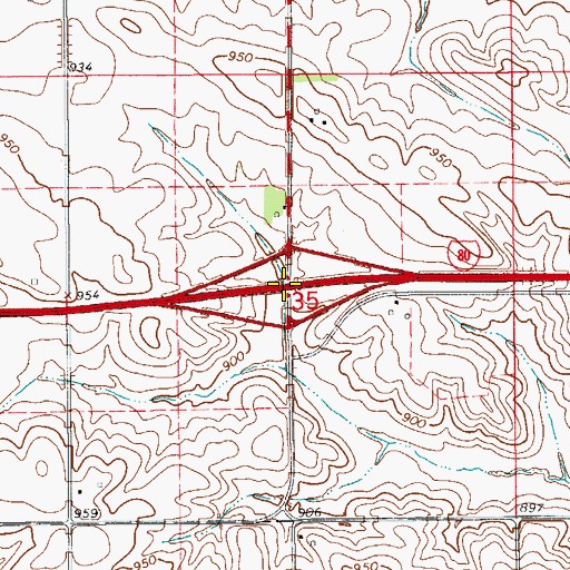 Topographic Map of Interchange 197, IA