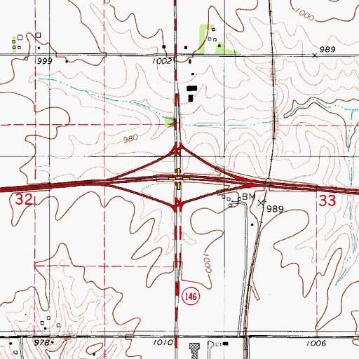 Topographic Map of Interstate 182, IA