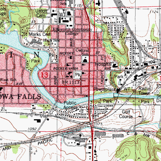 Topographic Map of Iowa Falls Historical Museum, IA