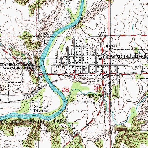 Topographic Map of Steamboat Rock City Hall, IA
