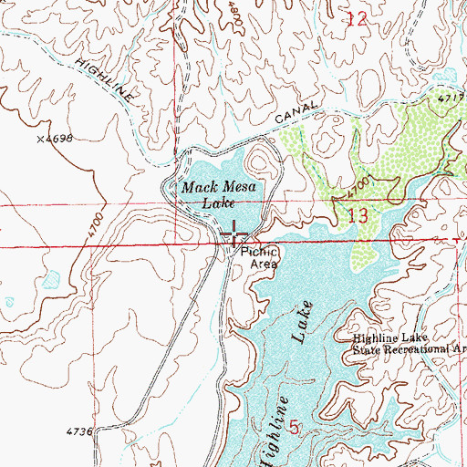 Topographic Map of Mack Mesa Dam, CO