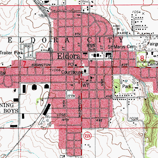 Topographic Map of Eldora City Hall, IA