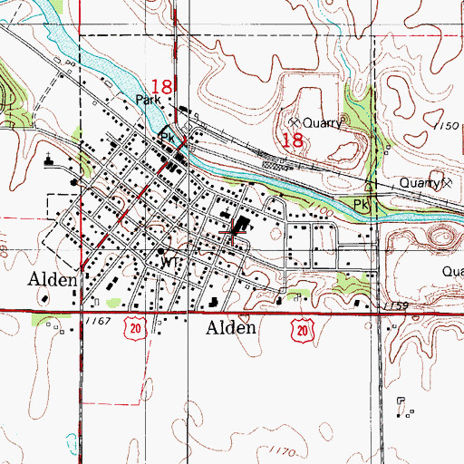 Topographic Map of Alden Elementary School, IA