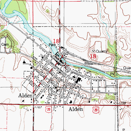 Topographic Map of Alden City Hall, IA