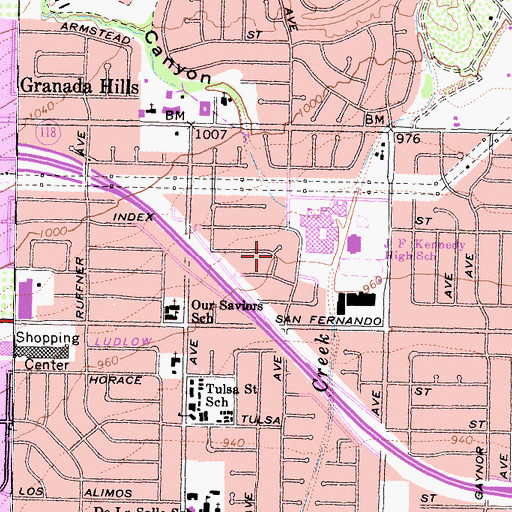 Topographic Map of John F Kennedy High School, CA