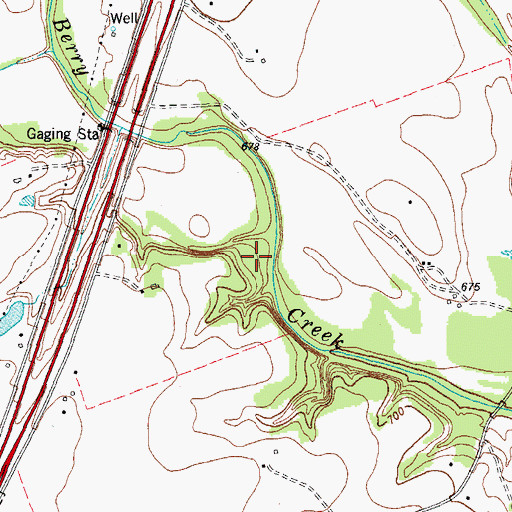 Topographic Map of Berry Springs, TX