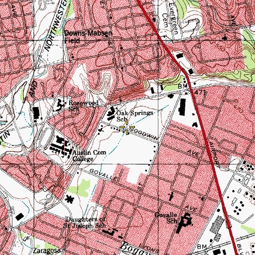 Topographic Map of Oak Spring, TX