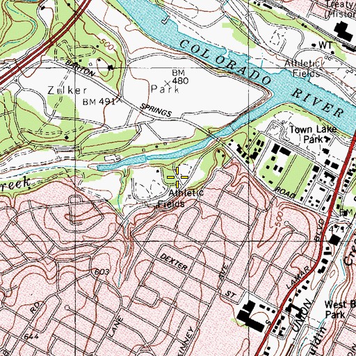 Topographic Map of Old Mill Spring, TX