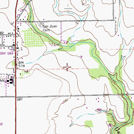 Topographic Map of Geronimo Springs, TX