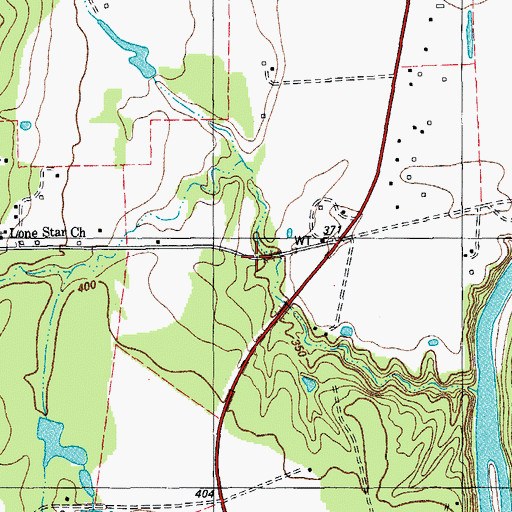 Topographic Map of Burleson Springs, TX