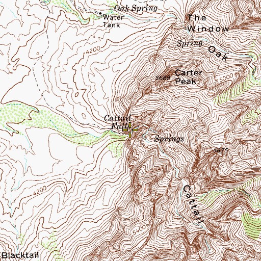 Topographic Map of Cattail Falls Spring, TX
