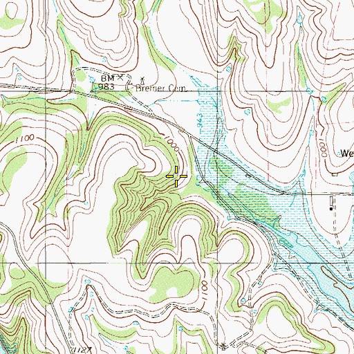 Topographic Map of Bishop Spring, TX
