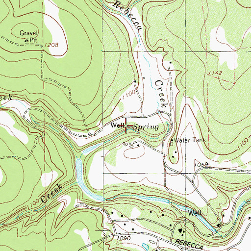 Topographic Map of Rebecca Springs, TX