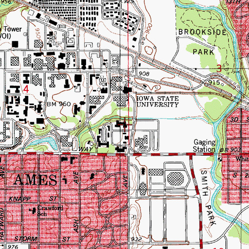 Topographic Map of Oak Hall, IA