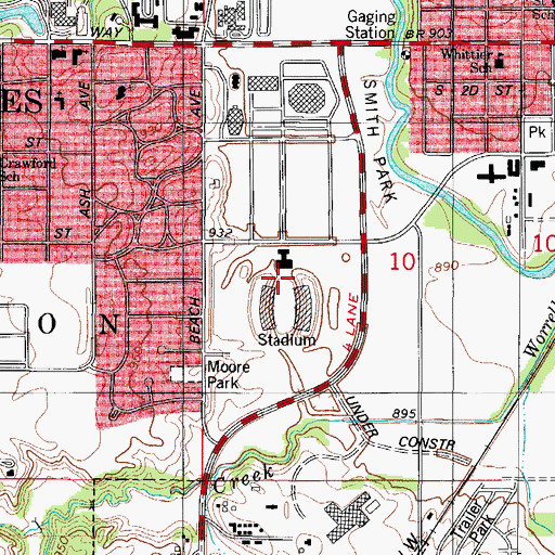 Topographic Map of Jacobson Athletic Building, IA
