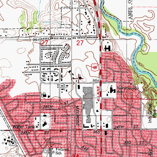 Topographic Map of North Grand Church of Christ, IA