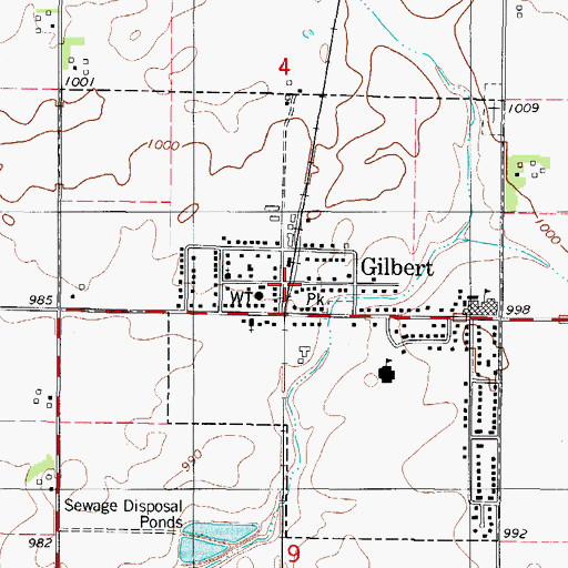 Topographic Map of Gilbert Post Office, IA