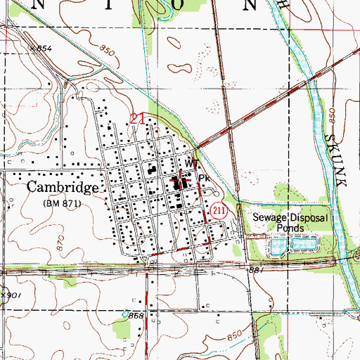 Topographic Map of Cambridge Post Office, IA