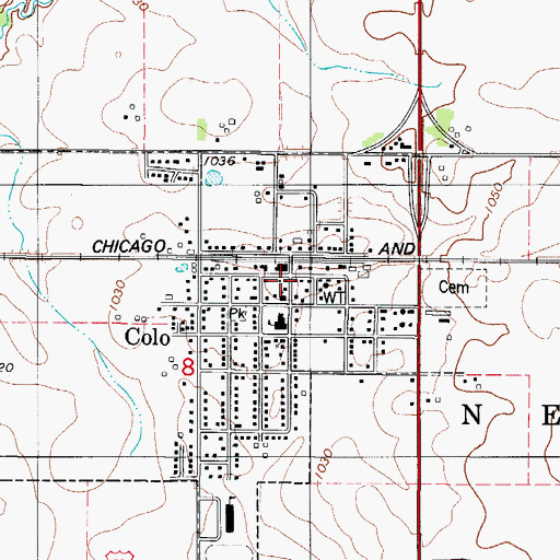Topographic Map of Colo Post Office, IA