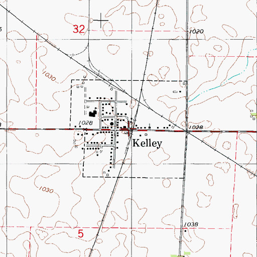 Topographic Map of Kelley (historical), IA
