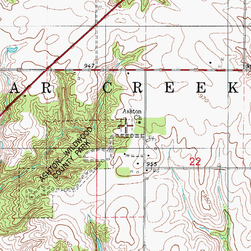 Topographic Map of Ashton Cemetery, IA