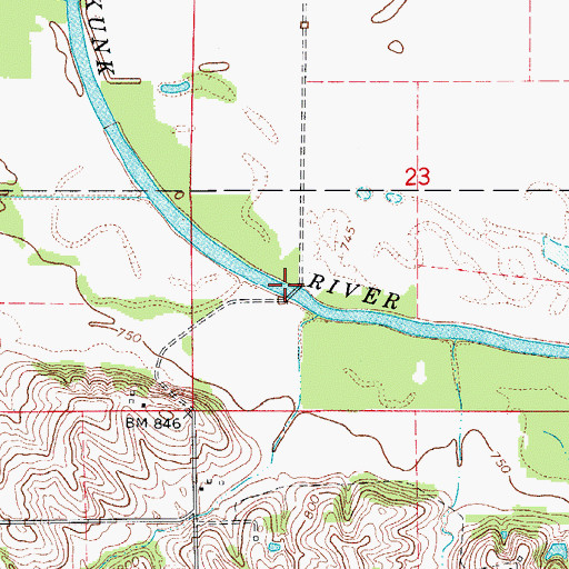 Topographic Map of Red Bridge, IA