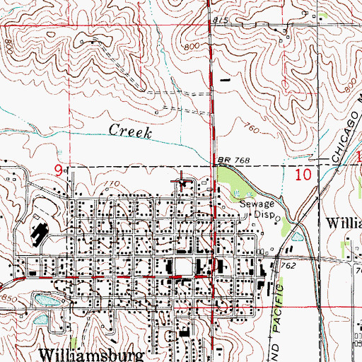 Topographic Map of Williamsburg Care Center, IA