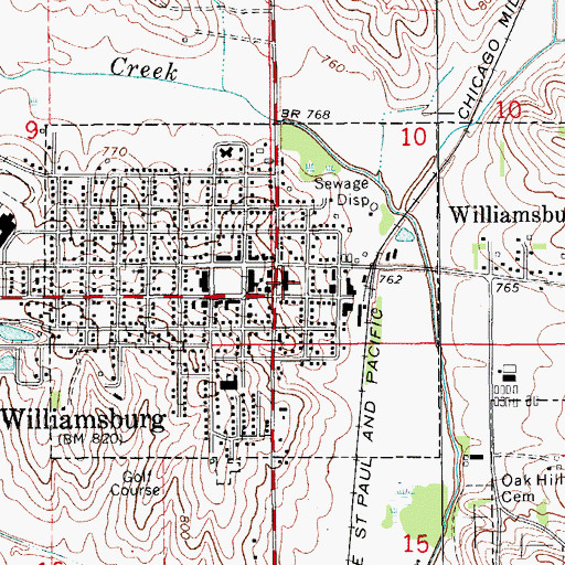 Topographic Map of Williamsburg Elementary School, IA