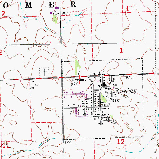 Topographic Map of Rowley School, IA