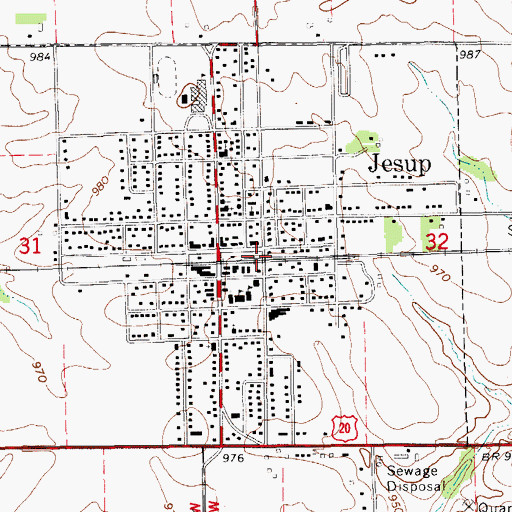 Topographic Map of Jesup Post Office, IA