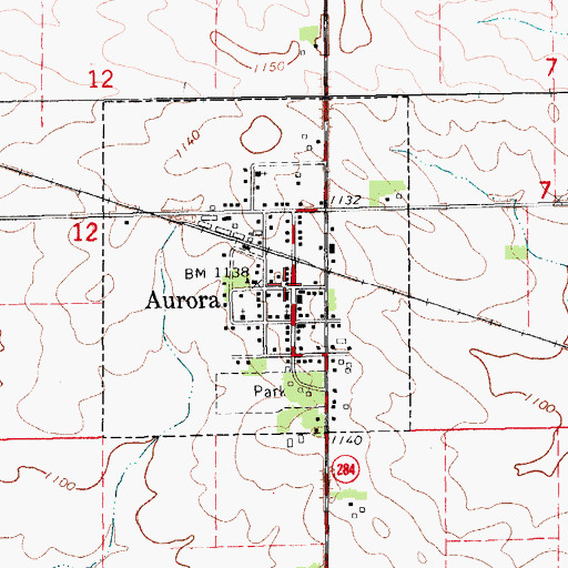 Topographic Map of Aurora Post Office, IA