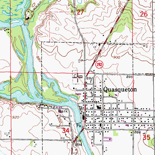 Topographic Map of Quasqueton Cemetery, IA