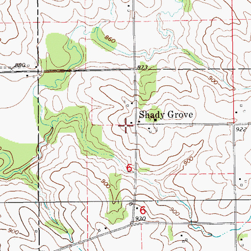 Topographic Map of Shady Grove Cemetery (historical), IA