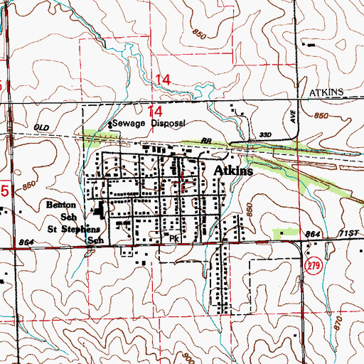 Topographic Map of Pleasant Hill Presbyterian Church, IA