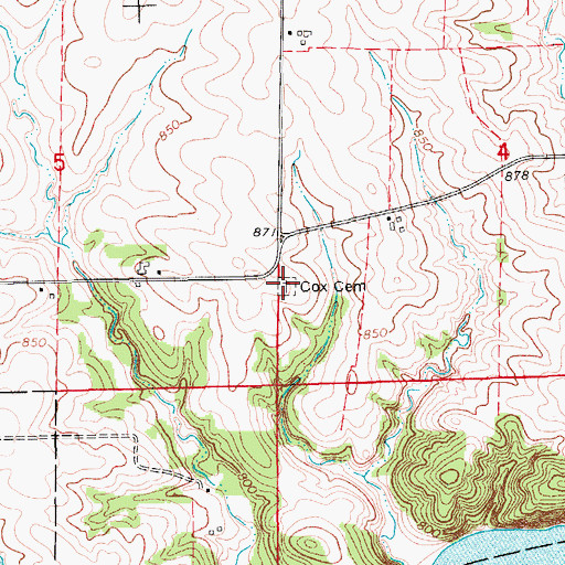 Topographic Map of Cox Cemetery, IA