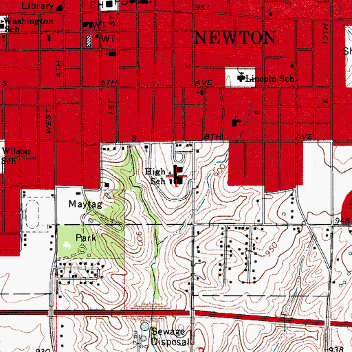 Topographic Map of Newton High School, IA